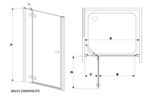 Radaway Almatea DWJ 90 J zuhanyajtó (31102-01-01N)