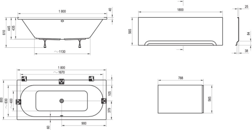 Ravak City Slim 180x80 cm egyenes akrilkád C921300000