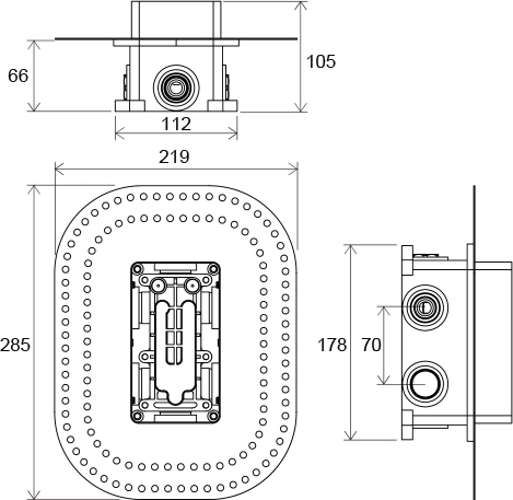 Ravak R-box Multi falba süllyesztett háromutas termosztátos csaptelepekhez (RB 071.50) X070074