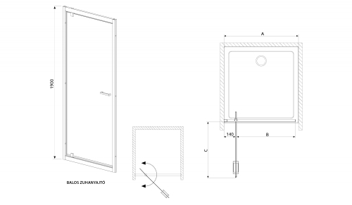 Radaway Twist DW 70 zuhanyajtó (382000-01)