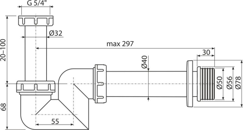 Ravak Bidé szifon DN 40 fehér X01560