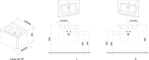 Ravak SD 10° 650 sarok kivitel, jobbos, szürke X000000749