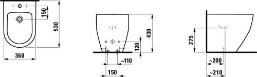 Laufen Pro álló bide hátsó vízbekötés H8329520003021