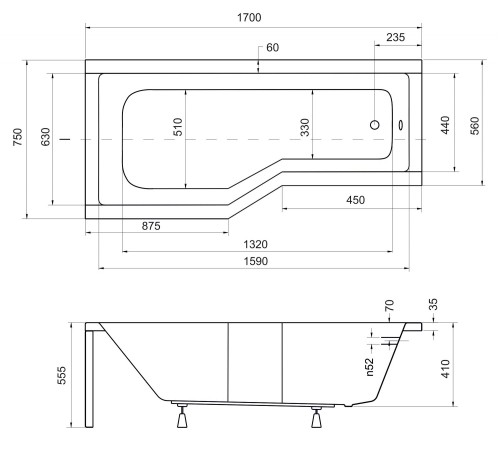 Besco Integra 170x75/56 cm-es kád balos