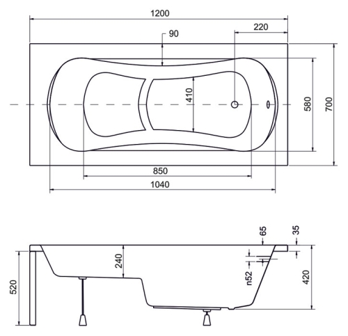 Besco Aria Rehab 120x70 egyenes ülőkád