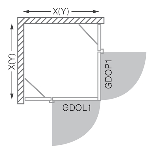 Roltechnik Elegant Line GDOL1/900 szögletes zuhanykabin (brillant, transparent, 132-900000L-00-02)