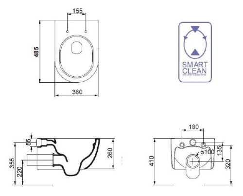 GSG Ceramic Like XXS Smart Clean fali wc compact LKWCSOXXS