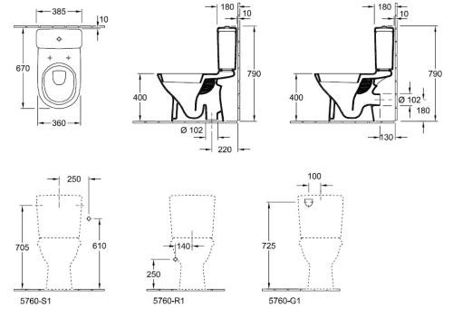 Villeroy & Boch O.novo hátsó kifolyású, mélyöblítésű monoblokkos WC-csésze 5661 10 01 (56611001)