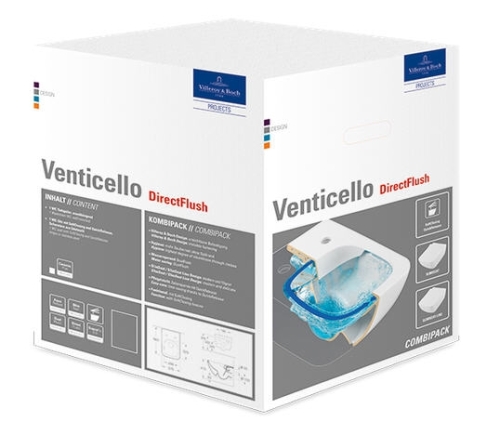 Villeroy & Boch Venticello Directflush (perem nélküli) fali wc kombipack, wc ülőkével CeramicPlus felülettel 4611RSR1 (4611 RS R1)