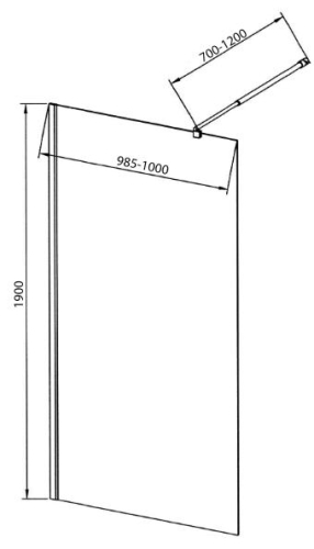 AQUALINE WALK IN fix 100x190 cm zuhanyfal WI100