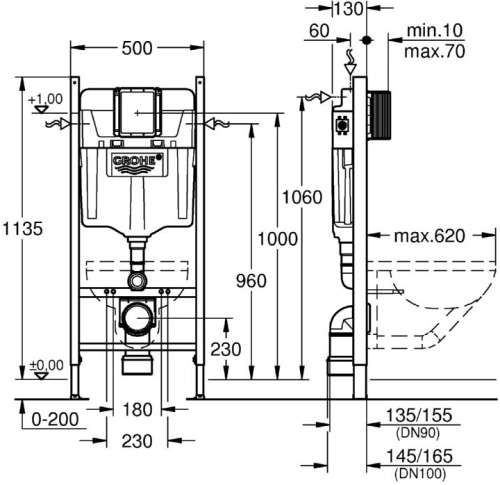 Grohe Rapid SL Projekt falsík alatti wc tartály komplett szett SZP-GR19 (38840000, 38732000, 39427000, 39493000)