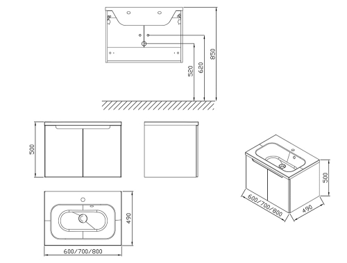 Ravak SDD Classic 800 mosdó alatti szekrény, fehér/fehér X000001093