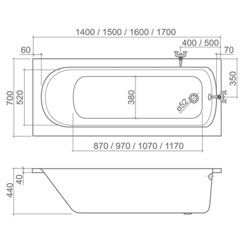 Roltechnik Vanessa Neo 160 előlap egyenes akril kádhoz (8940001)