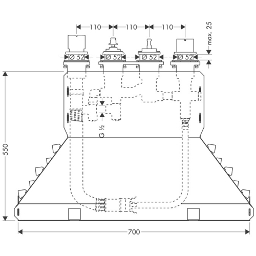 Hansgrohe AXOR Alaptest 4-lyukú peremre szerelhető termosztátos kádcsaptelephez (15482180)