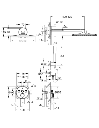 Grohe Grohtherm Smartcontrol Falsík alatti termosztátos zuhanyrendszer 34705000