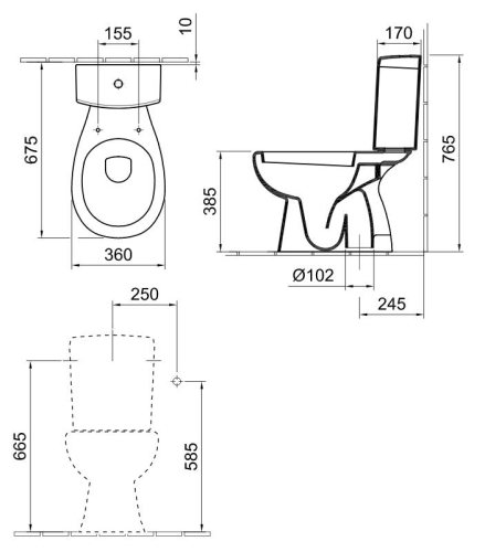 Alföldi Saval 2.0 Mélyöblítésű monoblokk WC alsó rész, alsós EasyPlus felülettel (tartály nélkül) 7092 09 R1