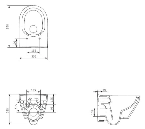 Cersanit Crea CleanOn perem nélküli ovális fali wc, lassú záródású ülőkével S701-212