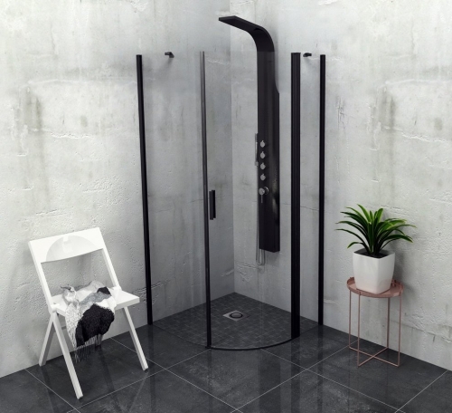 Sapho POLYSAN ZOOM LINE BLACK íves zuhanykabin, 90x90 cm, jobbos, fekete (ZL2615BR)