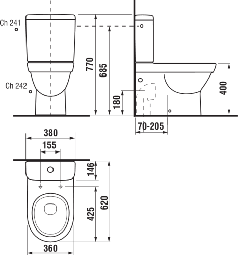 Jika Tigo álló kombi-WC csészéhez tartály H8282120007411 (8.2821.2.000.741.1)