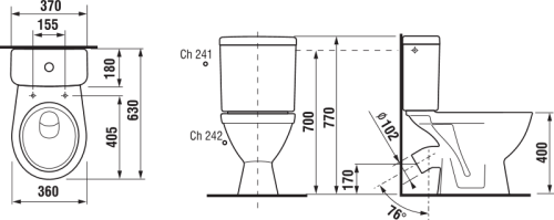 Jika Lyra Plus monoblokkos wc, alsó vízbekötéssel H8263840002421