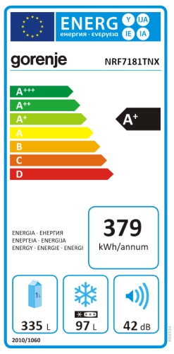 Gorenje NRF7181TNX Felülfagyasztós hűtőszekrény