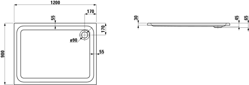 Laufen SOLUTIONS 120x90 cm zuhanytálca H2125030000001