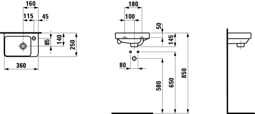 Laufen Pro S 36x25 cm kézmosó LCC felülettel H8159604001041 (8.1596.0.400.104.1)