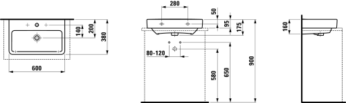 Laufen Pro S 60x38 cm mosdó, csiszolt alj LCC felülettel H8179594001041