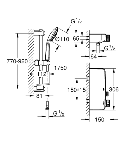 Grohe Grohtherm Smartcontrol termosztátos zuhanycsaptelep zuhanyszettel 34721000