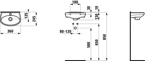 Laufen TRAISEN 36x24,5 cm kézmosó H8119320000001 (8.1193.2.000.000.1)