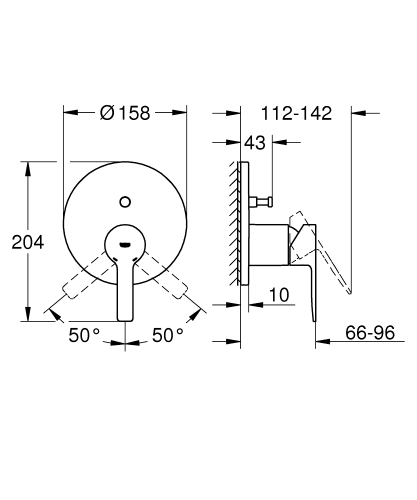 Grohe Lineare egykaros falba épített zuhanycsaptelep, 2 fogyasztóhoz 24064001