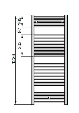 Zehnder Virando 120x60 cm egyenes fürdőszobai radiátor, fehér AB-120-060