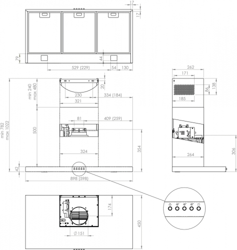 Gorenje WHT623E5X Szabadonálló fali dekor páraelszívó