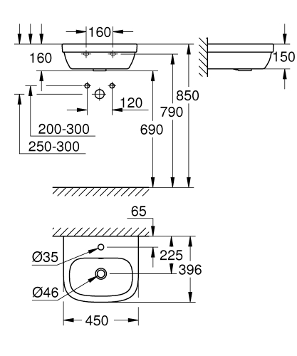 Grohe Euro Ceramic 45x40 cm kézmosó 39324000