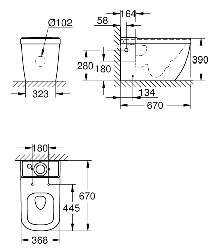 Grohe Euro Ceramic monoblokkos wc csésze 39338000