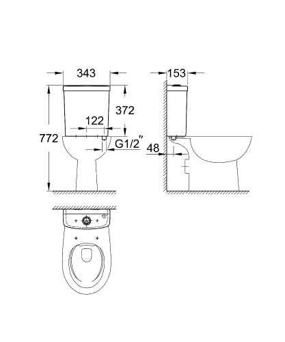 Grohe Bau Ceramic monoblokkos tartály alsó bekötésű 39436000