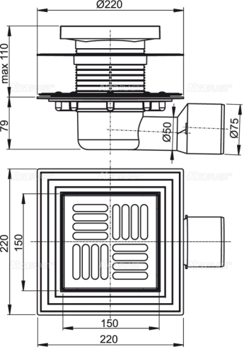 Alcaplast APV3444 padlóösszefolyó