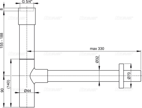 Alcaplast A402 DESIGN mosdószifon