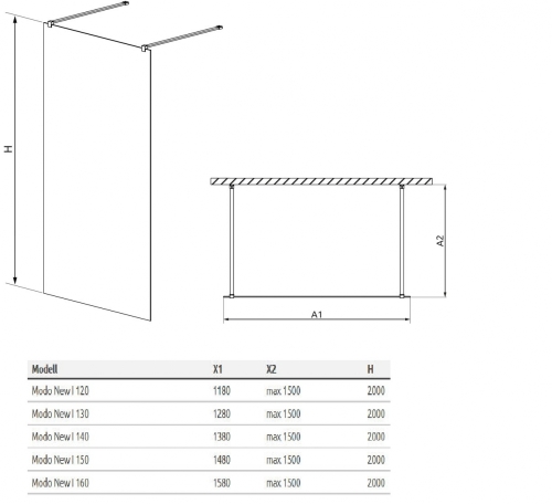 Radaway Modo New Black I 130 Walk-in zuhanyfal 388134-54-01