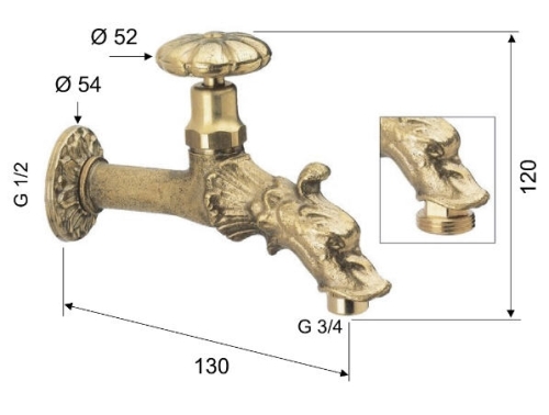 Sapho Retró szelep rozettával, bronz (CH123)