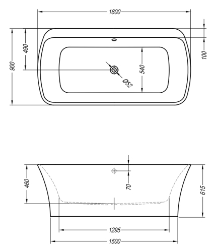 Kolpa-San Marilyn-FS 180x90/O GRE/W szabadon álló fürdőkád 593850