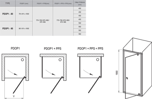 Ravak Pivot PDOP1-80 zuhanyajtó (fekete+transparent) 03G40300Z1