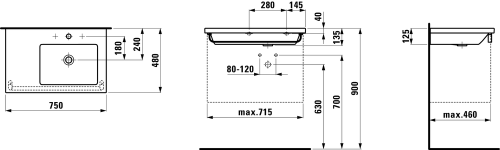 Laufen Living Square 75x48 cm mosdó H8174390001041