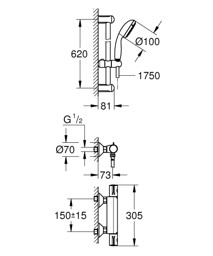 Grohe Grohtherm GRT 800 termosztátos zuhanyszett 34565001