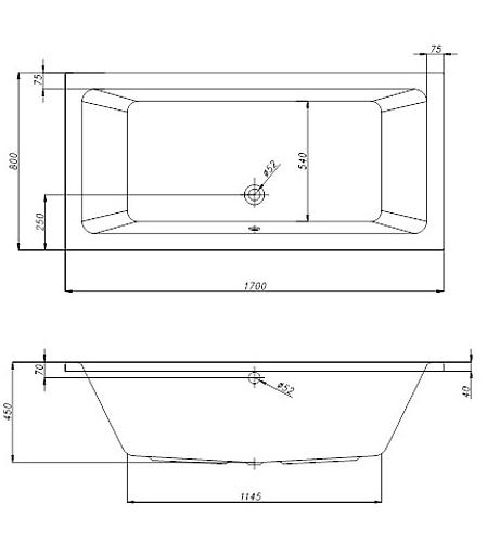 Kolpa-San Elektra 170x80/M-1+MIKRO Beépíthető egyenes fürdőkád vízmasszázs rendszerrel mikrofúvókákkal 702980