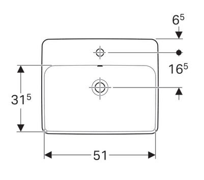 Geberit VariForm 55x45 cm beépíthető mosdó túlfolyóval 500.741.01.2