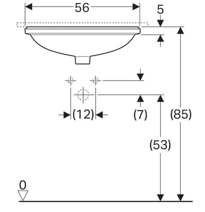 Geberit VariForm 56x46 cm alulról beépíthető mosdó túlfolyóval 500.753.01.2