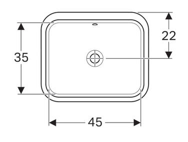 Geberit VariForm 53x44 cm alulról beépíthető mosdó túlfolyóval 500.760.01.2