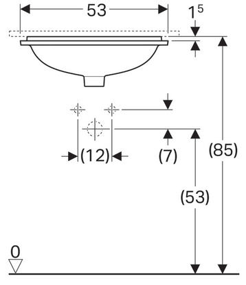 Geberit VariForm 53x44 cm alulról beépíthető mosdó túlfolyó nélkül 500.763.01.2