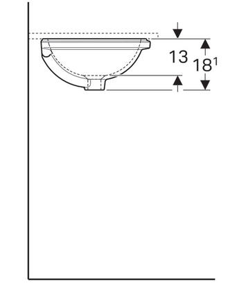 Geberit VariForm 39 cm alulról beépíthető mosdó túlfolyó nélkül 500.746.01.2